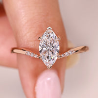 Marquise Diamond Ring with Pave Style Band
