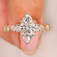 Marquise Diamond Ring in Shared Prong Pave Style