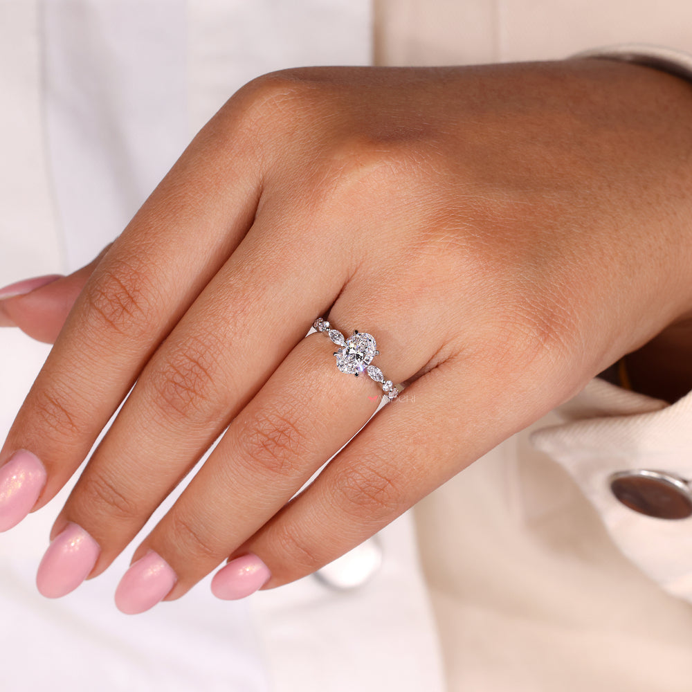 Avideri engagement ring, oval diamond engagement ring, White Gold engagement ring.