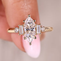 Five Stone Marquise Moissanite Ring In Muse Style