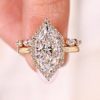 Halo Style Dutch Marquise Ring With Wedding Band