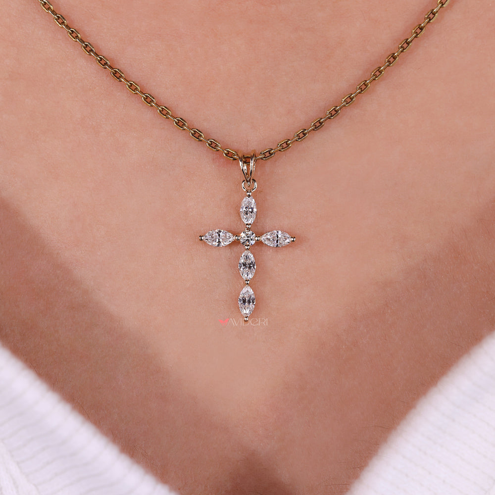 Lab grown diamond pendant cross design.

