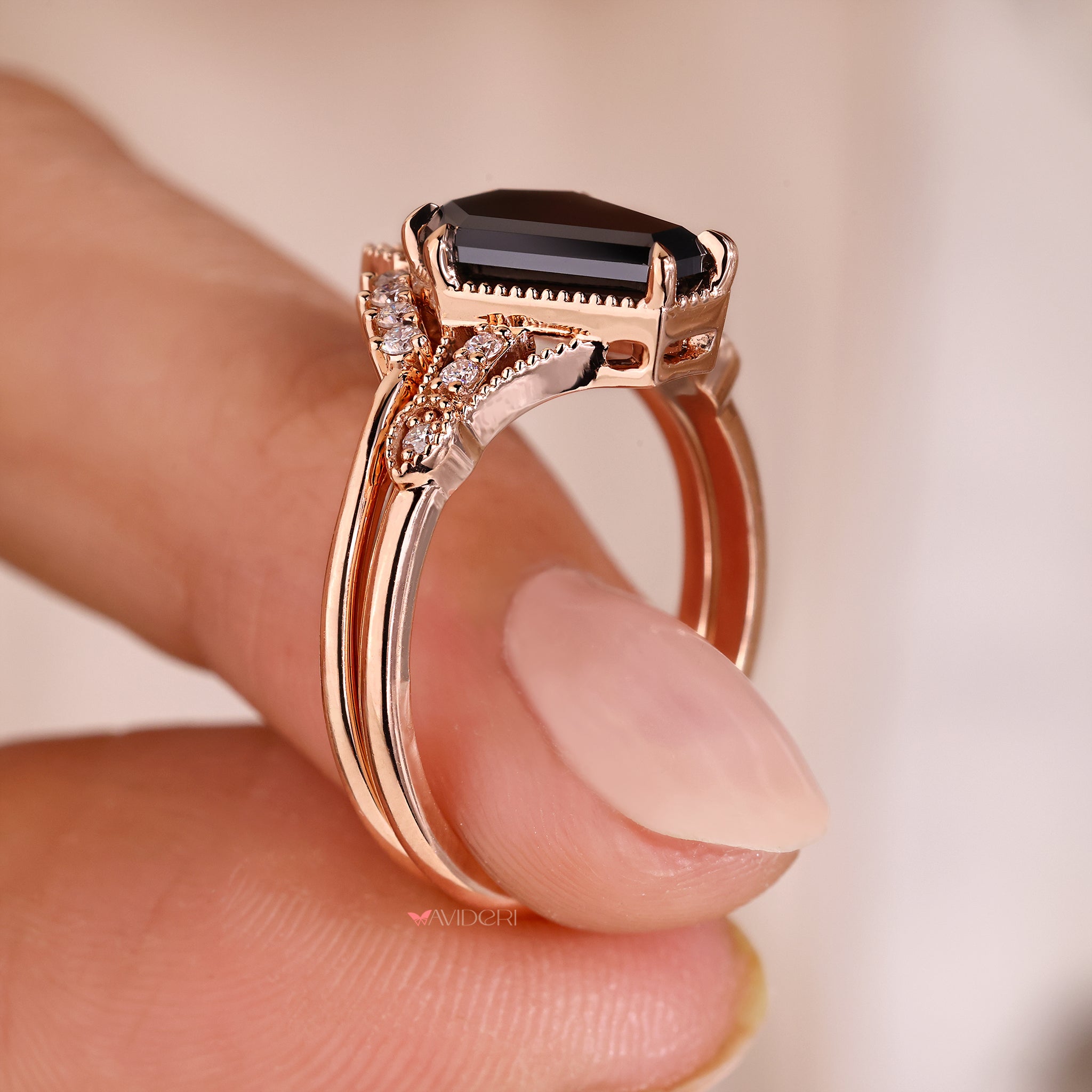 V shape band with Milgrain setting band.