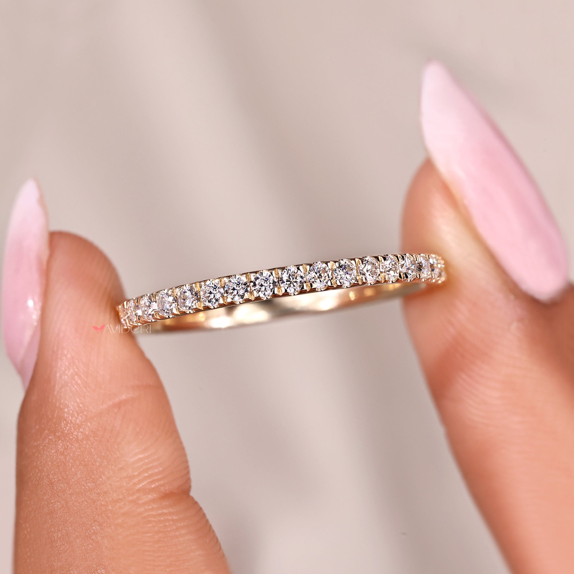 Moissanite wedding band shines with long-lasting brilliance and ethical value.