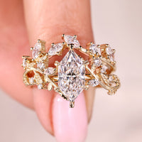 Dutch Marquise Nature Inspired Bridal Set In Cluster Style