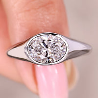 East To West Solitaire Style Oval Cut Diamond Ring