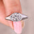 Oval cut diamond ring with bezel east to west setting.
