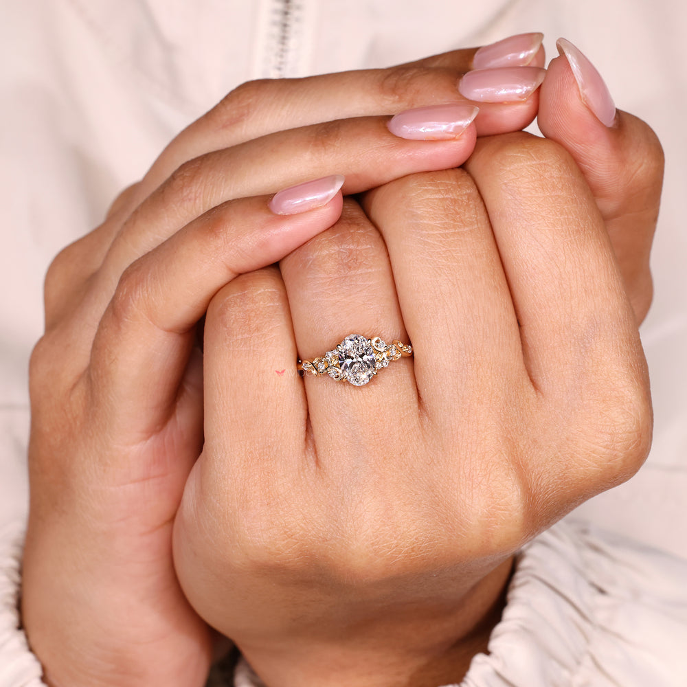 Handmade oval ring with claw prong setting.
