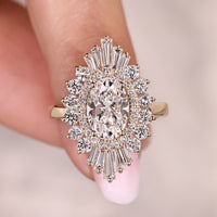 Oval Diamond Engagement Ring In Double Halo Style