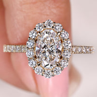 Oval Diamond Engagement Ring With Round Halo Style