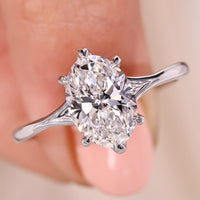Solitaire Oval Diamond Engagement Ring In White Gold