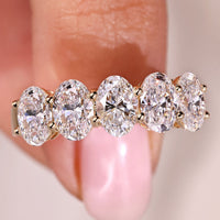 Five Stone Oval Diamond Wedding Band