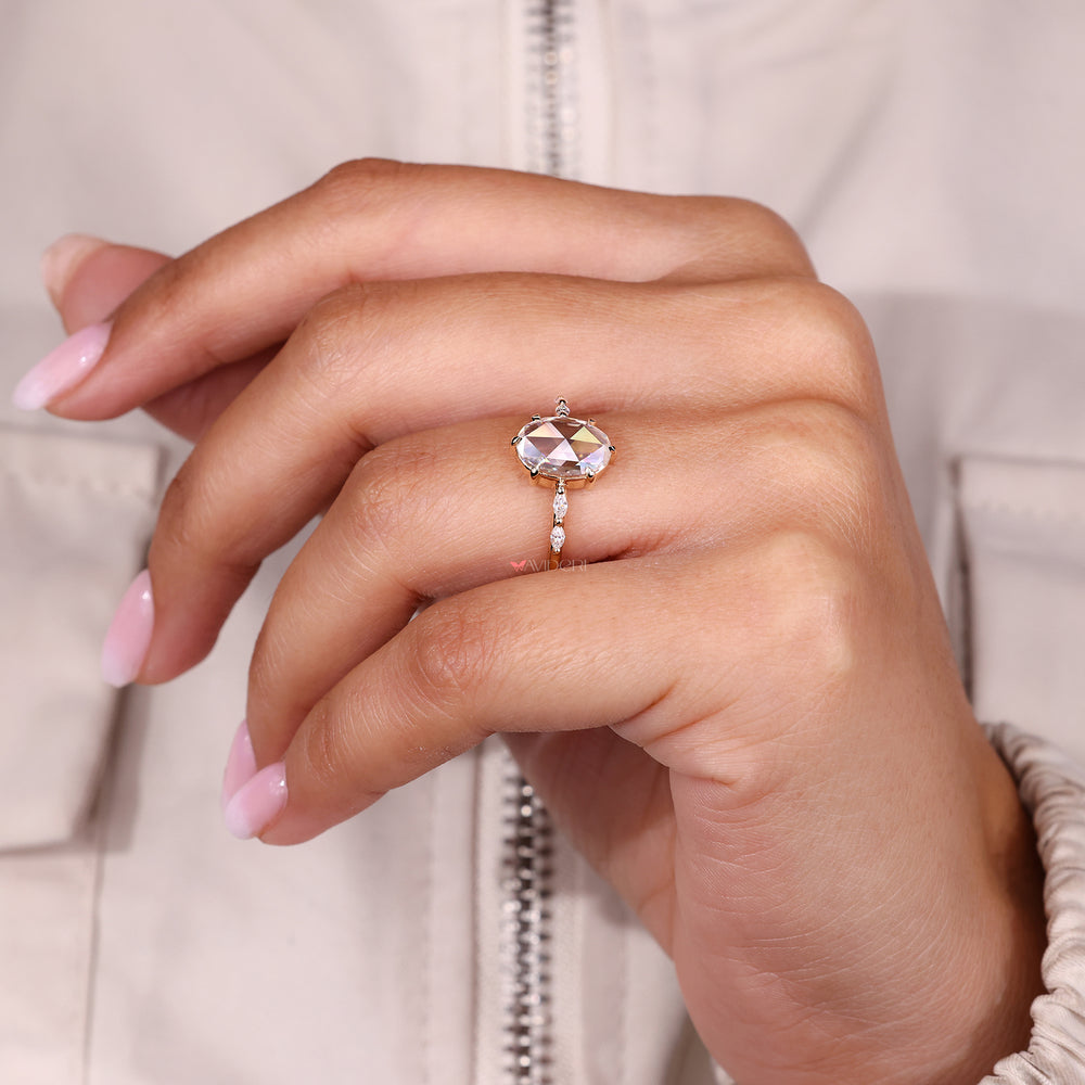 Claw prong ring, moissanite wedding ring, avideri ring.