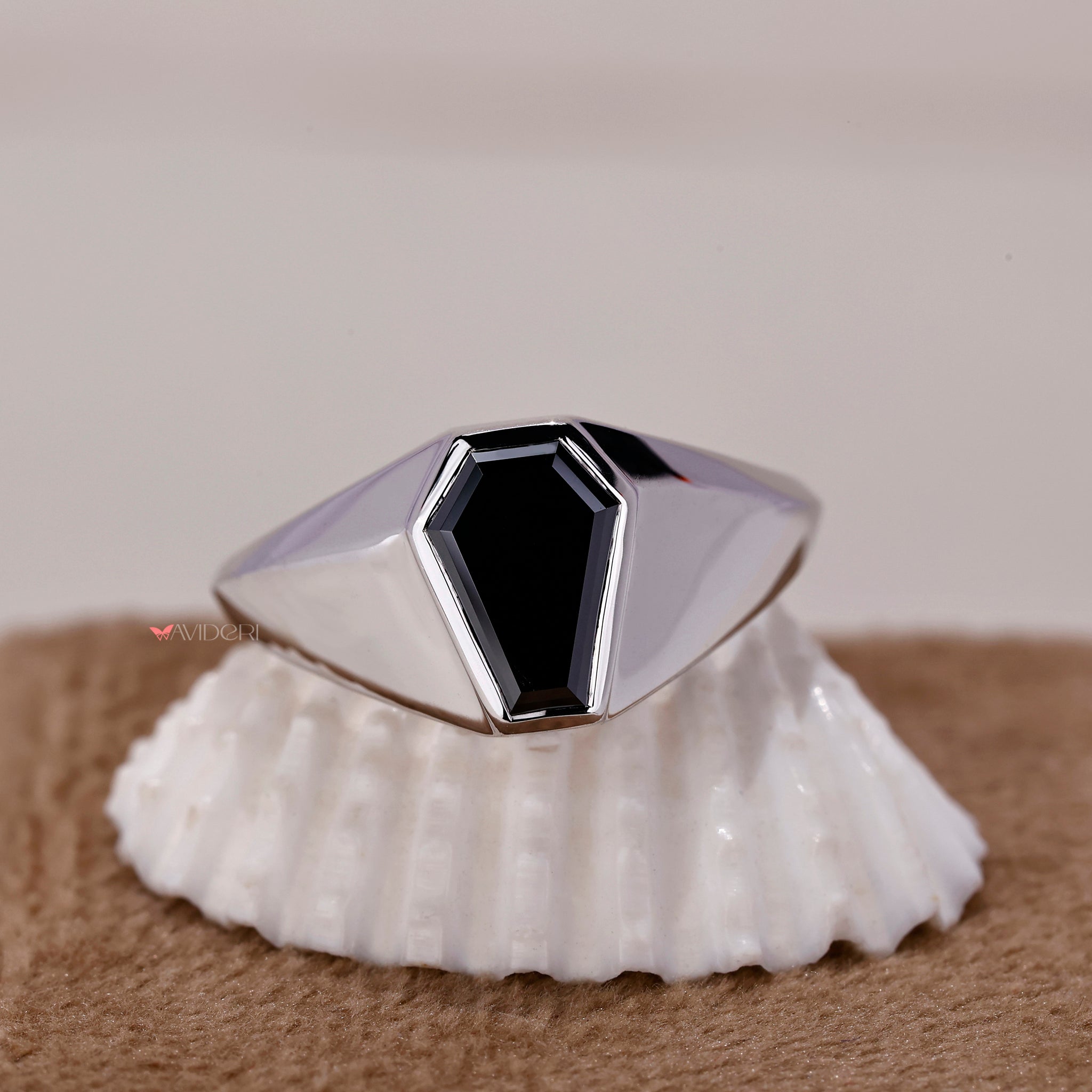 Classic solitaire Moissanite wedding ring with a stunning Coffin cut solitaire wedding band.
