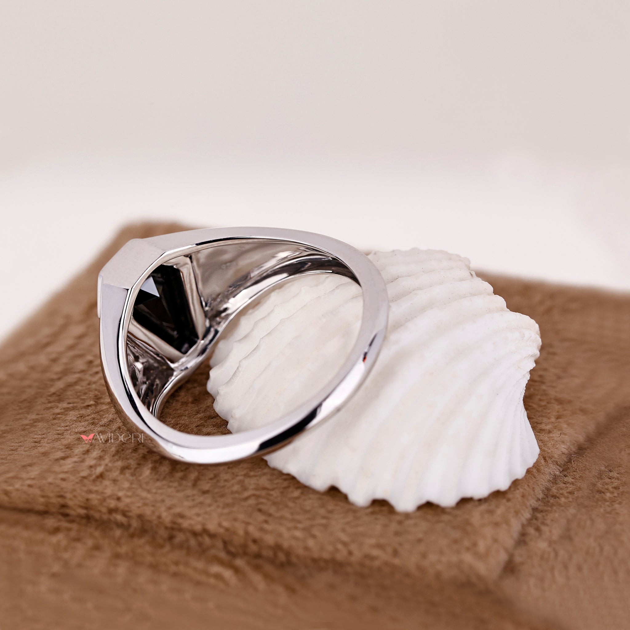 Mens white gold ring with High Polish Finish for a luxurious look.