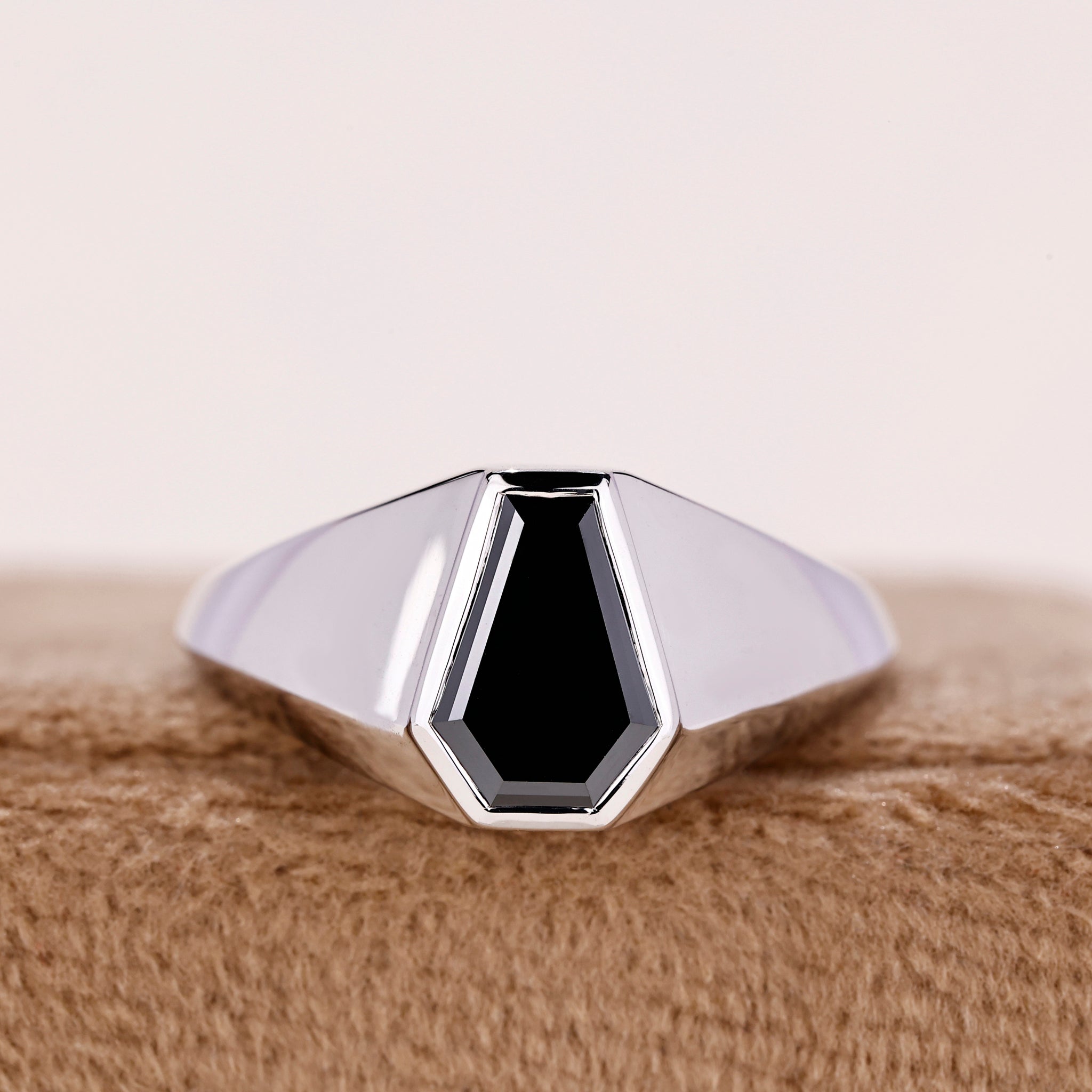Elegant moissanite mans wedding ring with a beautiful and durable design.