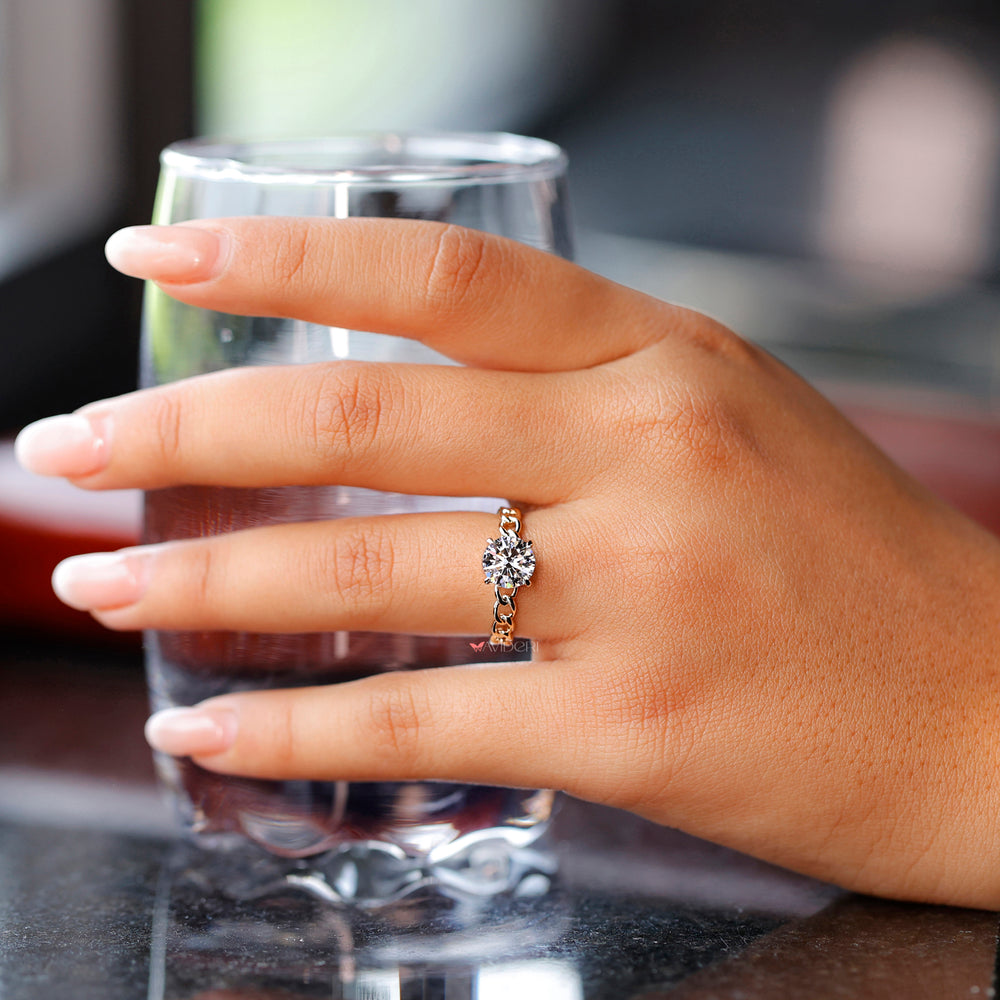 Exquisite round cut engagement ring crafted for brilliance and charm.
