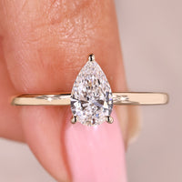 Minimalist Solitaire Style Pear Cut Diamond Ring