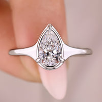 Bezel Setting Pear Cut Diamond Engagement Ring