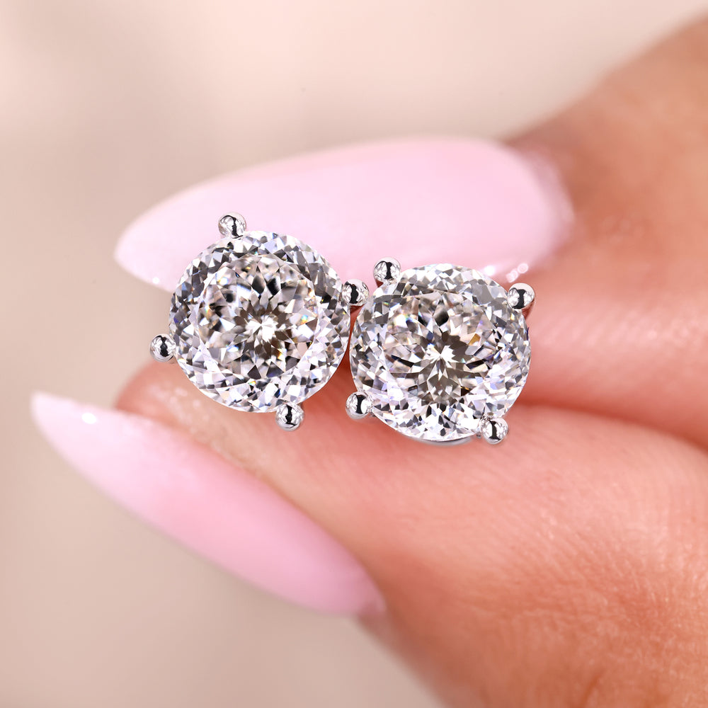 Portuguese cut diamond stud earrings in white gold.