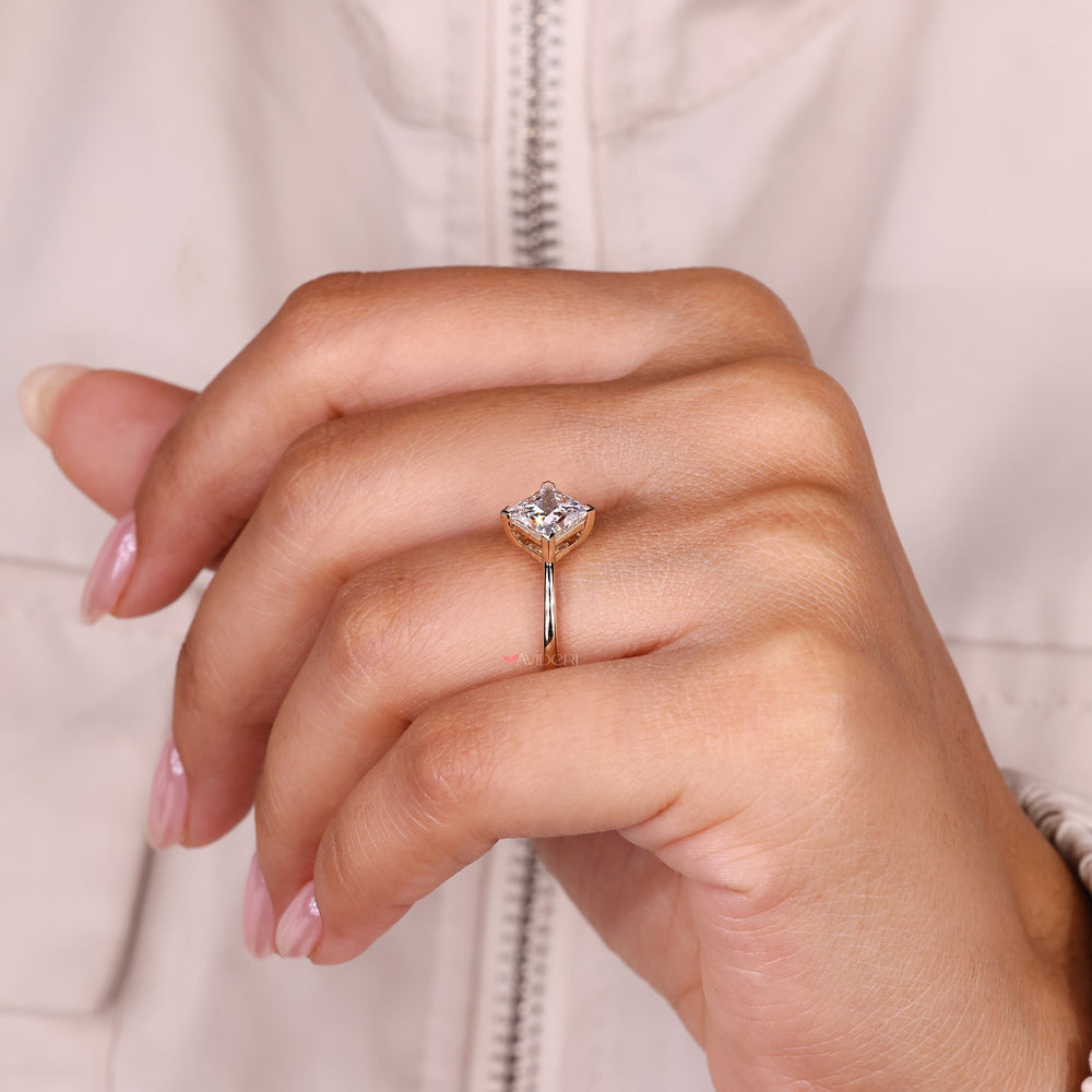 Lab grown princess diamond ring IGI certified.
