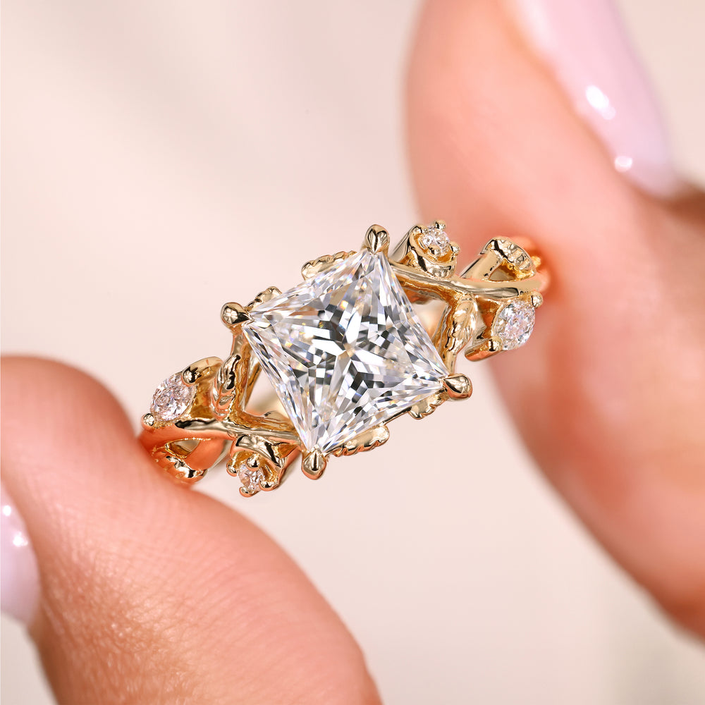 IGI certified princess diamond ring handmade.
