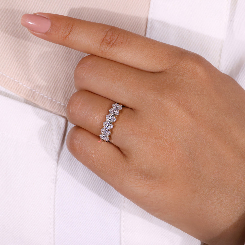 Oval half eternity band perfect for stacking.
