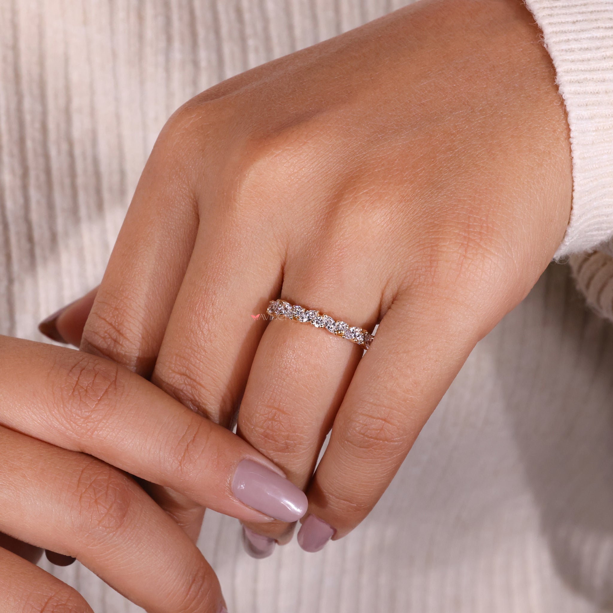 Handmade band with marquise wedding band design for a unique touch.
