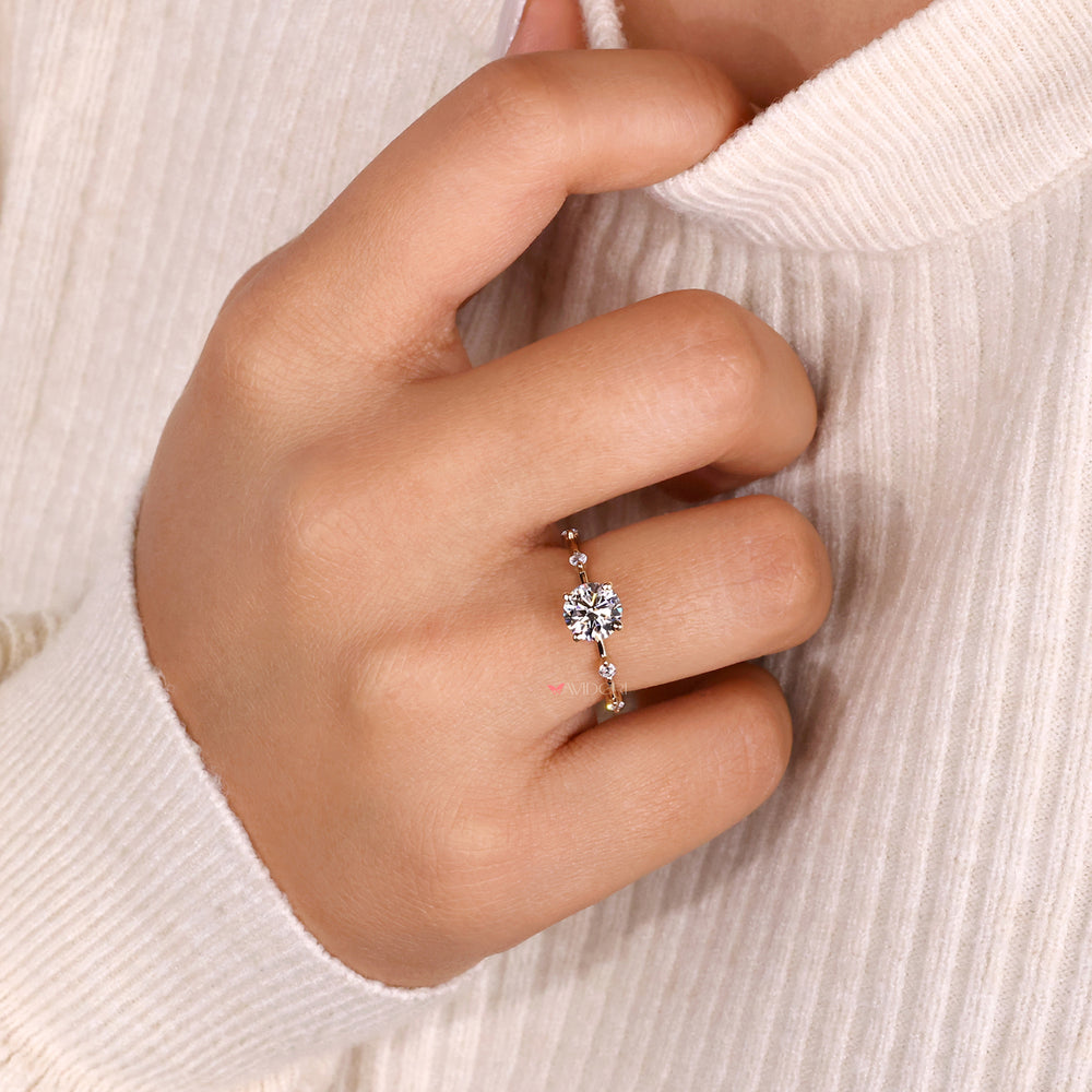 yellow gold diamond ring 4 prong ring avideri ring
