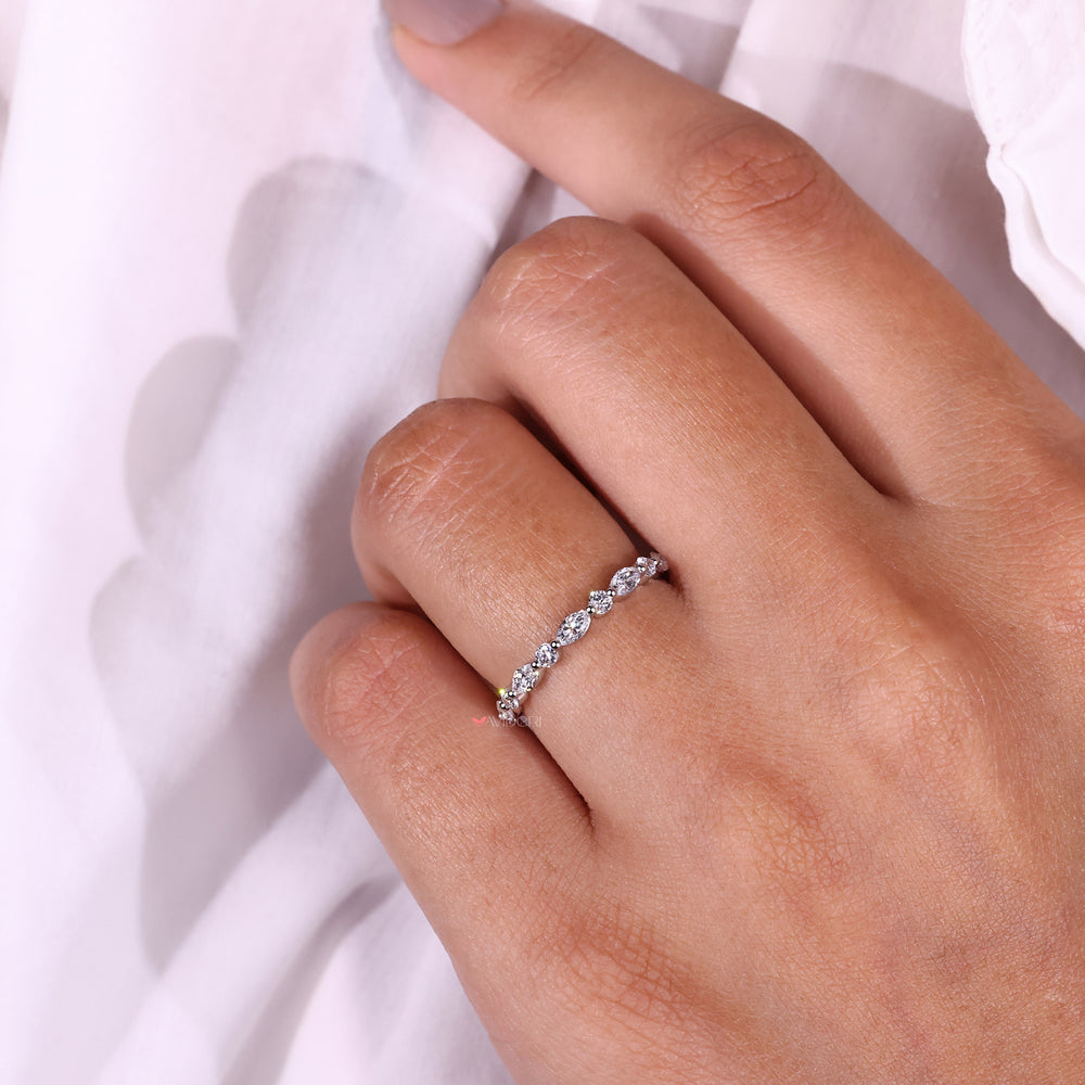 Sustainable lab grown diamond set in a beautiful wedding band for an eco-friendly option.

