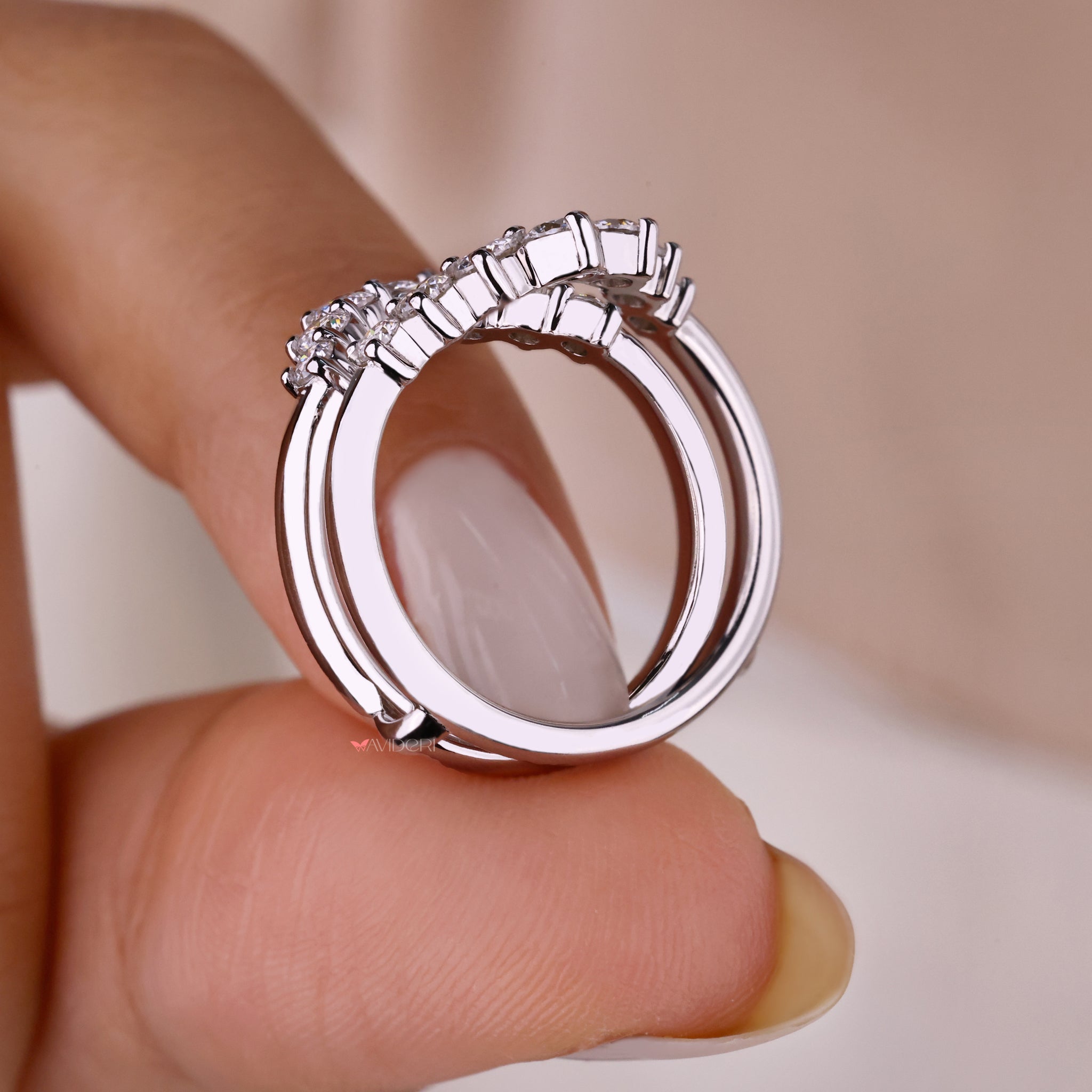 White gold wedding band with a sleek finish.
