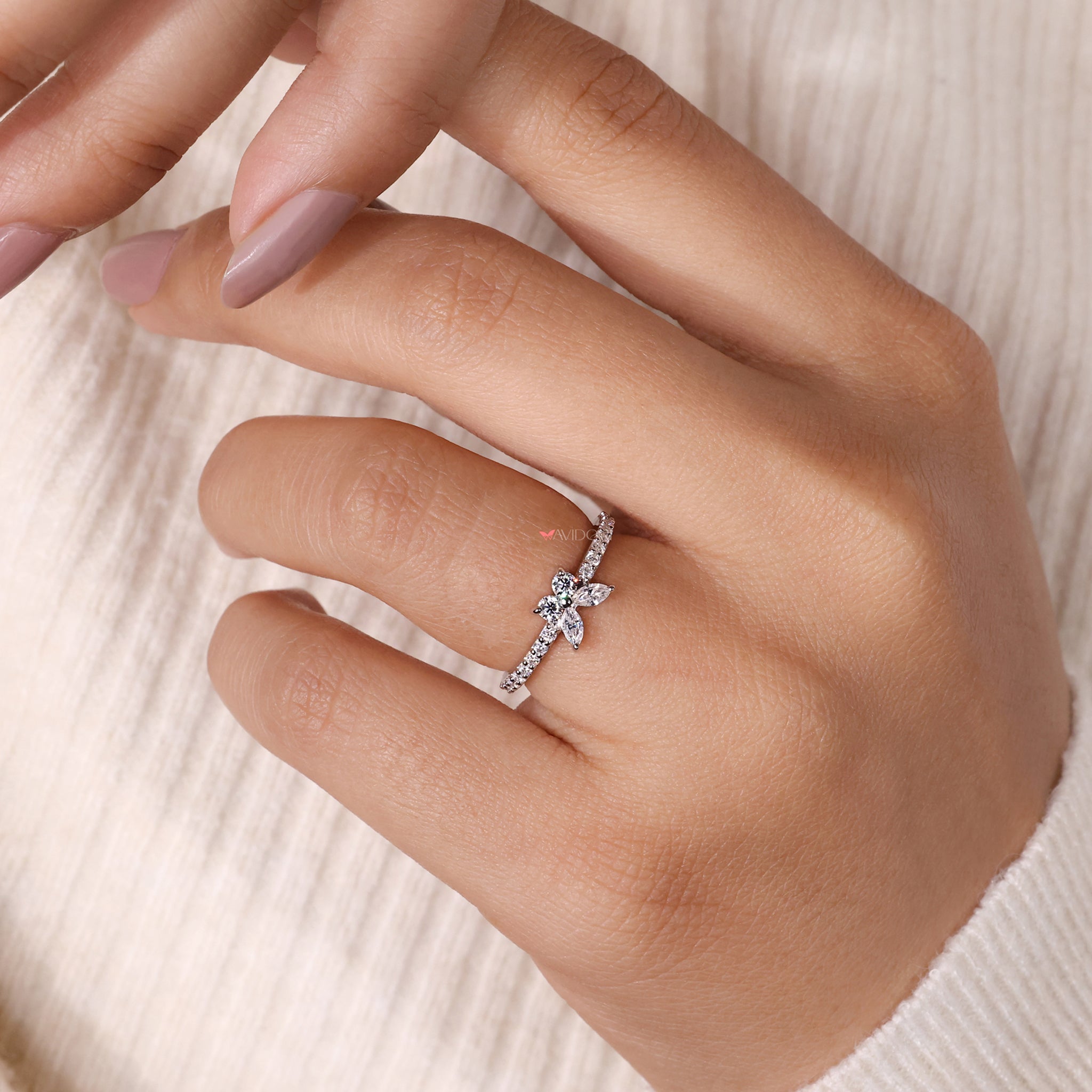 gold butterfly ring round diamond ring white gold engagement ring
