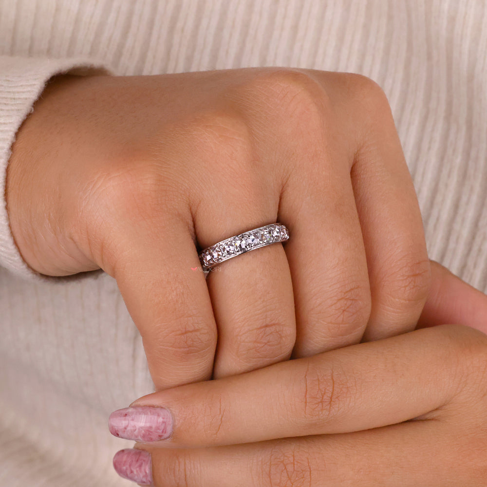Simple wedding band handcrafted with lab grown diamonds.
