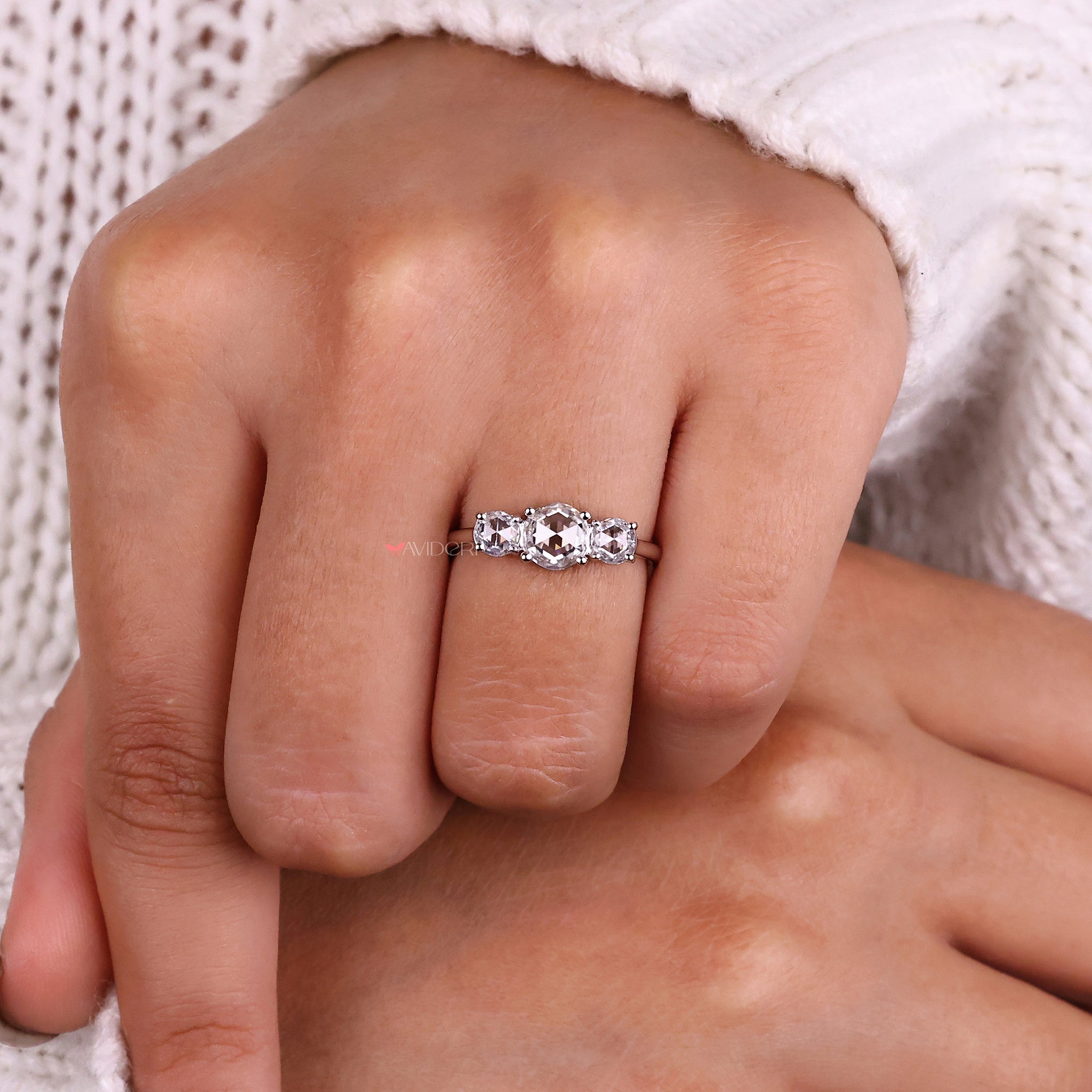 Round diamond ring, avideri engagement ring, handmade ring

