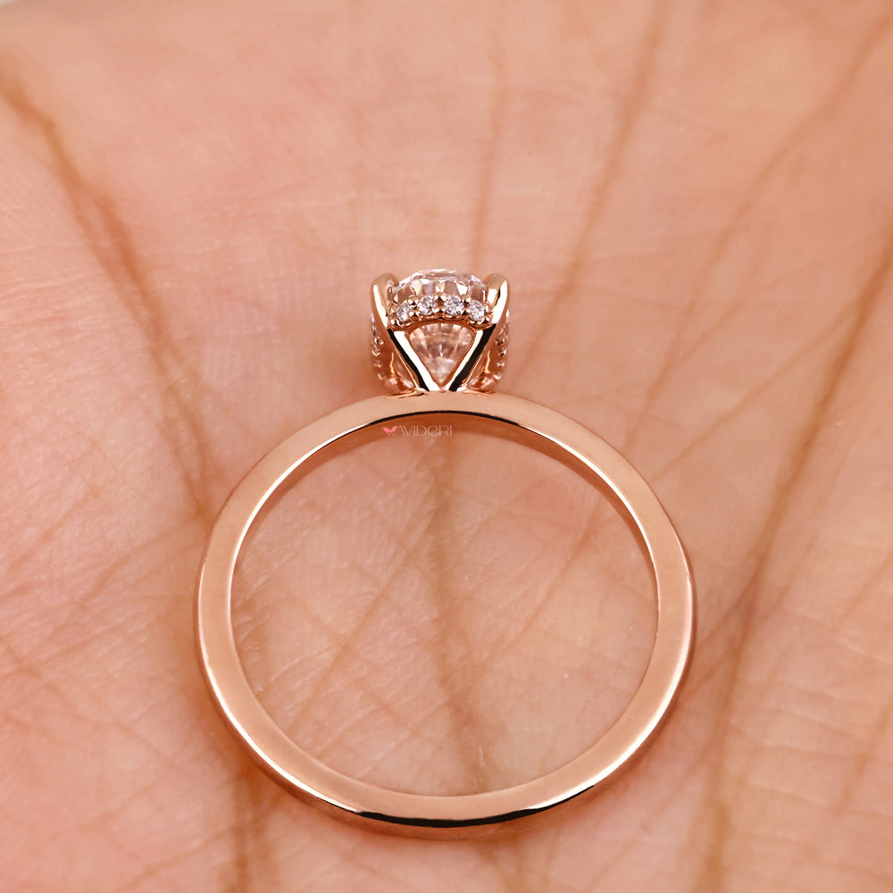 hidden halo ring, round diamond ring, unique engagement ring

