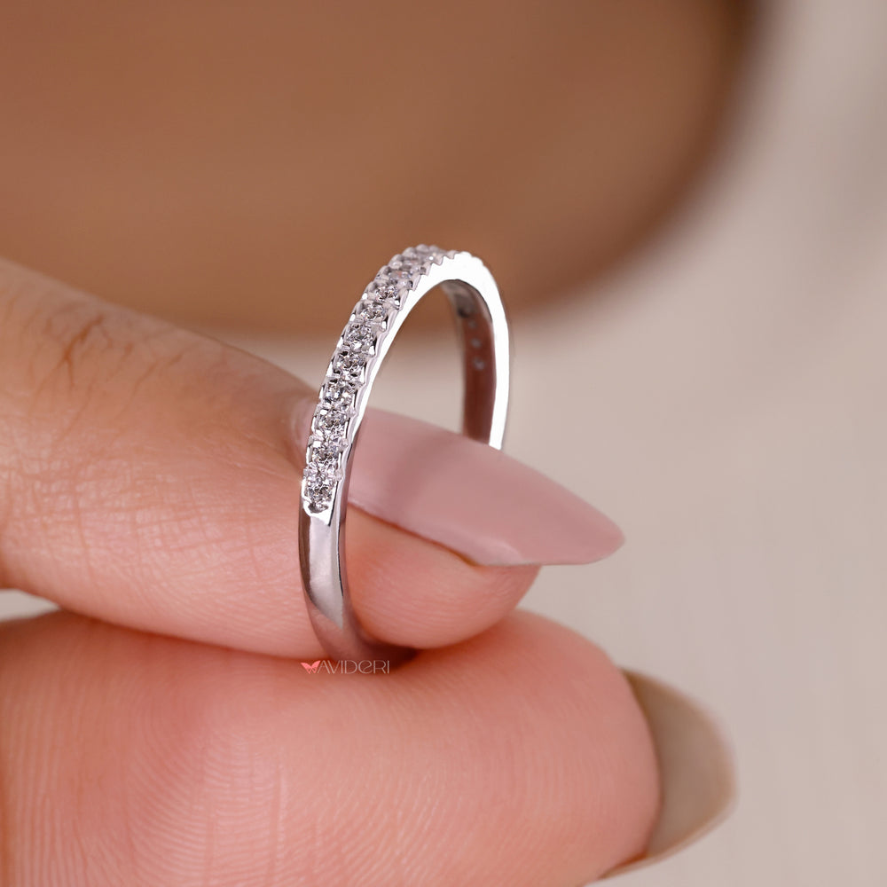 Handmade custom wedding band featuring lab grown diamonds by Avideri.
