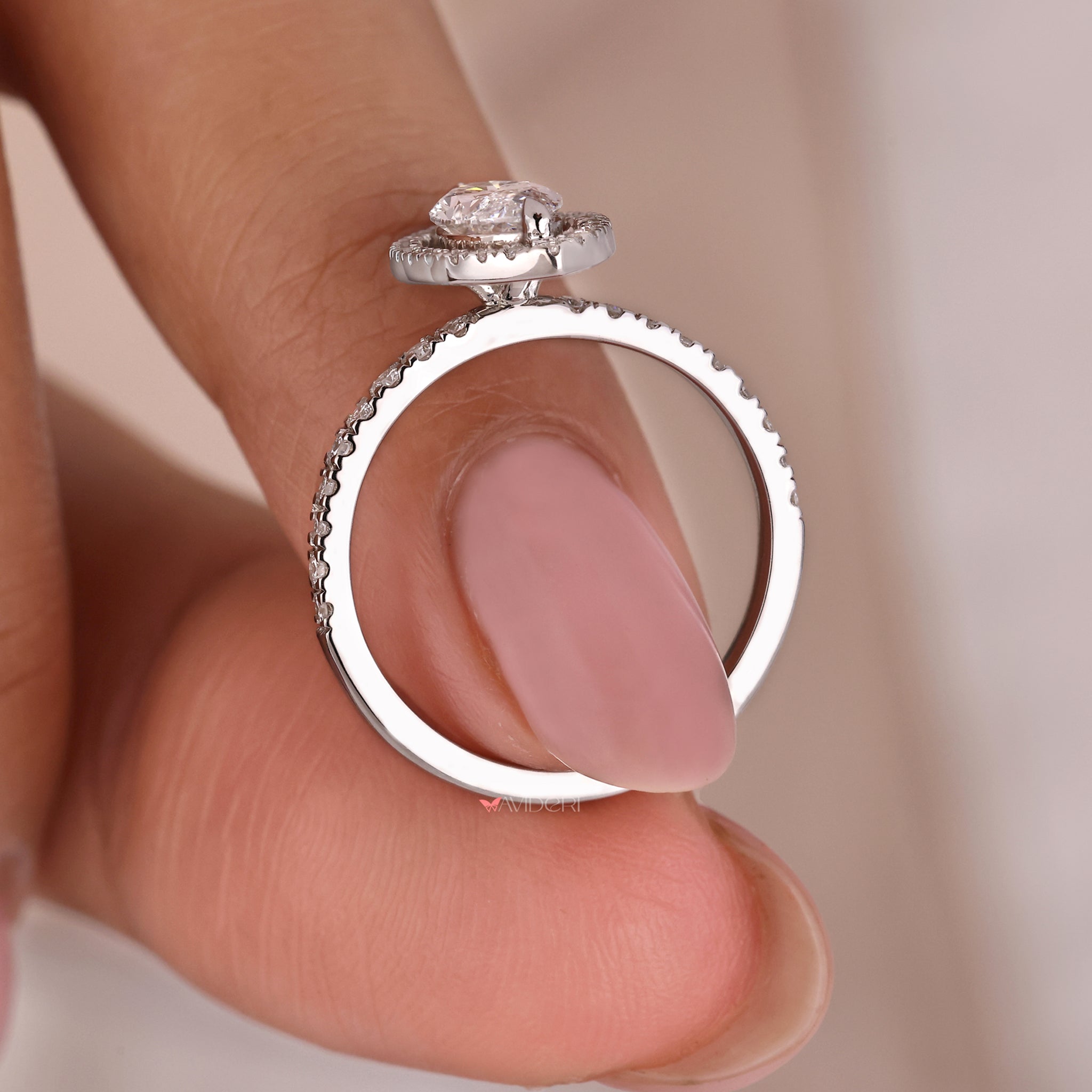 Marquise halo diamond ring with lab grown diamond craftsmanship, offering ethical luxury and stunning brilliance.
