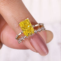 Radiant Cut Bridal Set With Half Eternity Band