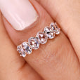 Oval rose cut diamond wedding band in rose gold.