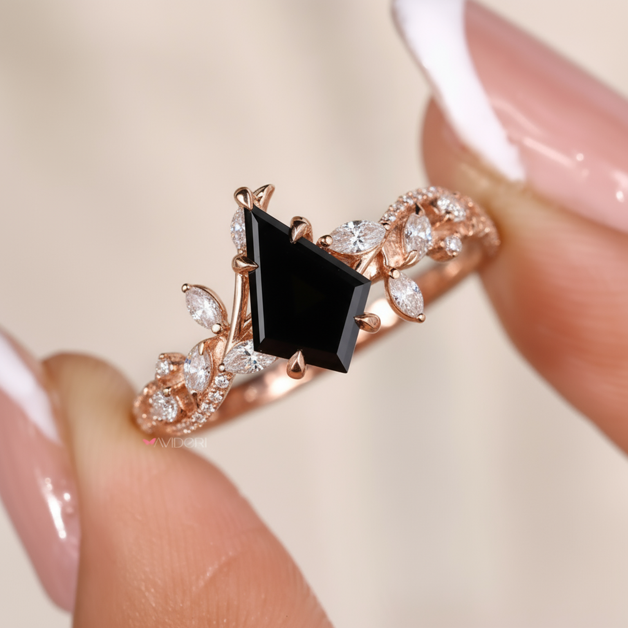 kite cut ring in rose gold