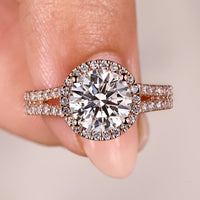 Split Pave Style Round Cut Diamond Ring