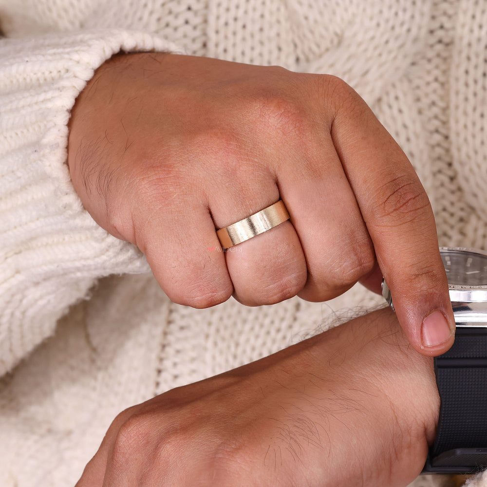 Modern mens round diamond wedding band.
