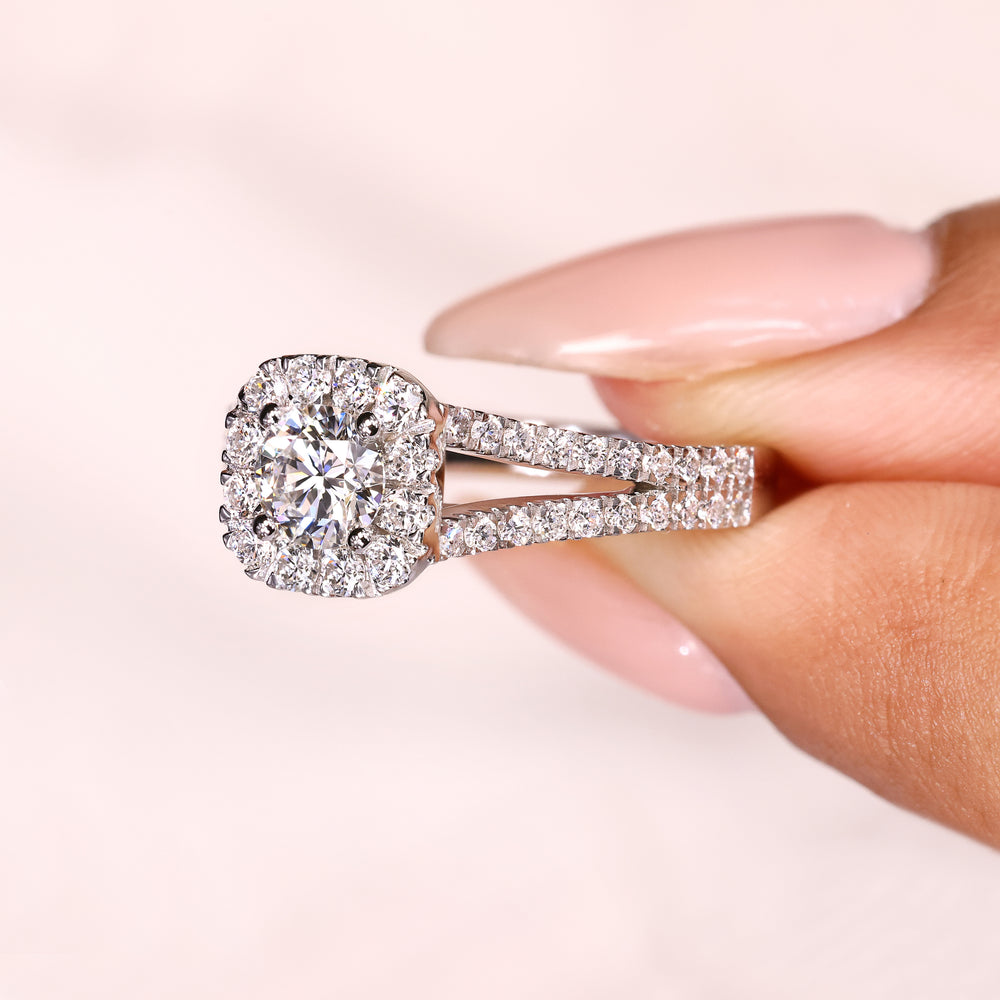 Four prong round diamond ring handmade style.
