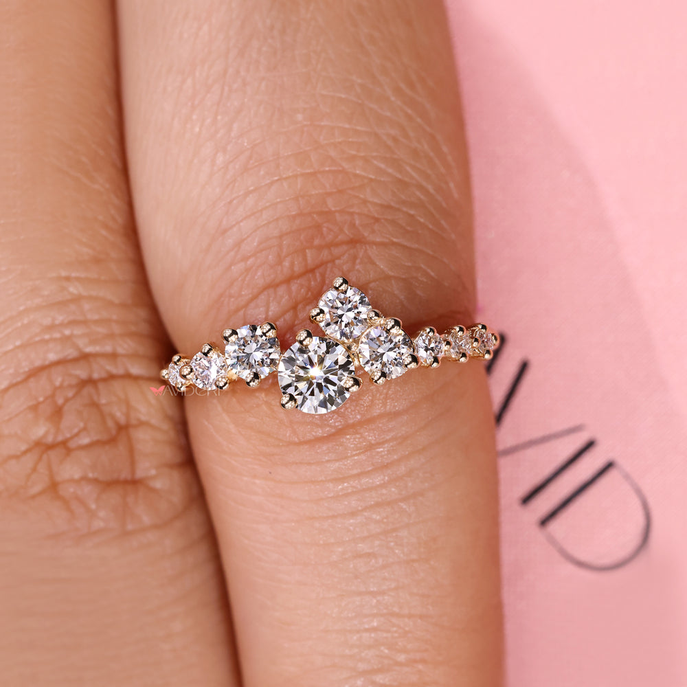 Round diamond ring designed with secure prong setting.