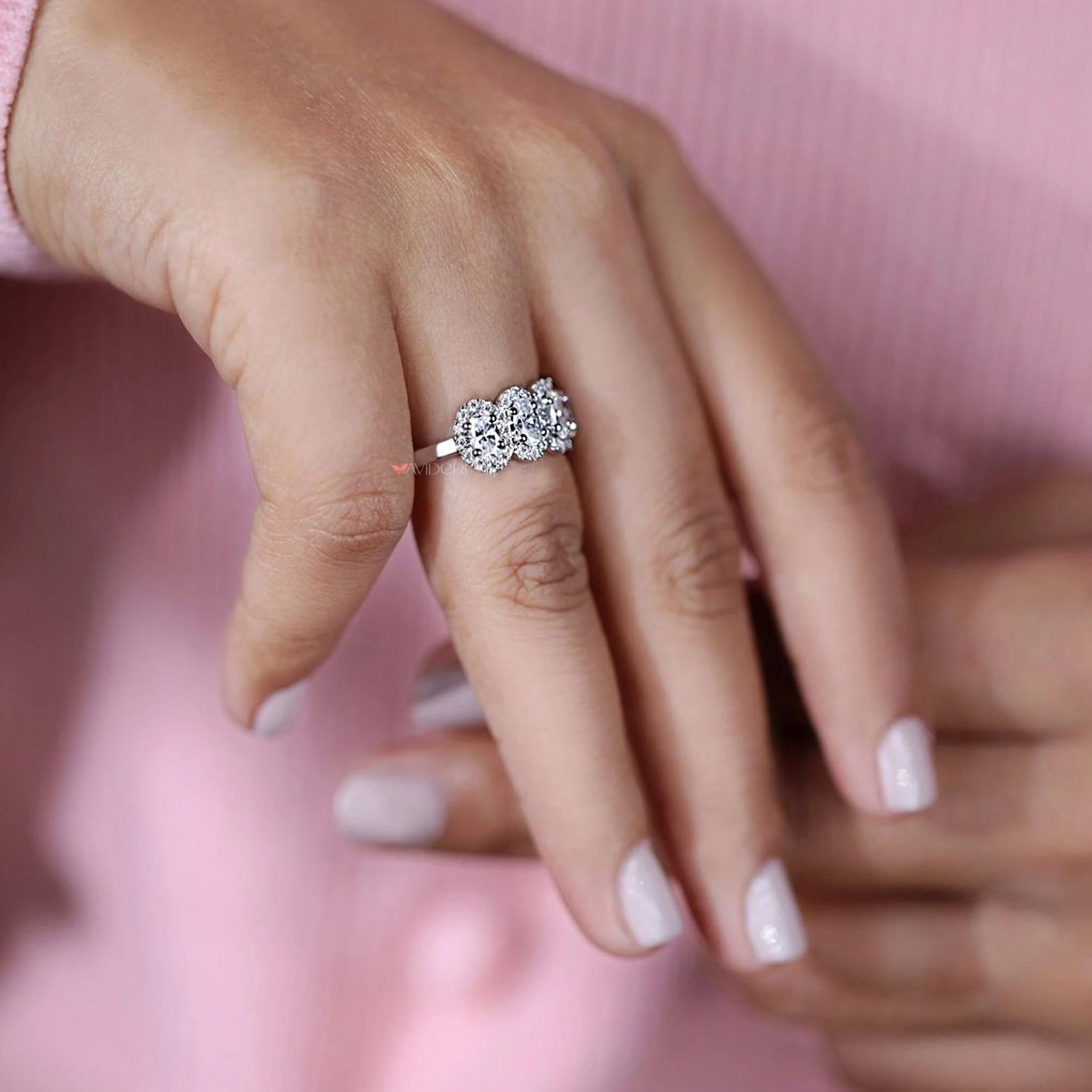 Half eternity oval cut moissanite wedding band handmade.