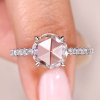 Round Rose Cut Diamond Ring with Open Gap Gallery Style