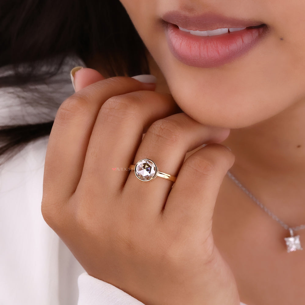 Round Rose Cut Ring showcasing the beauty of a vintage-inspired design with a modern twist.
