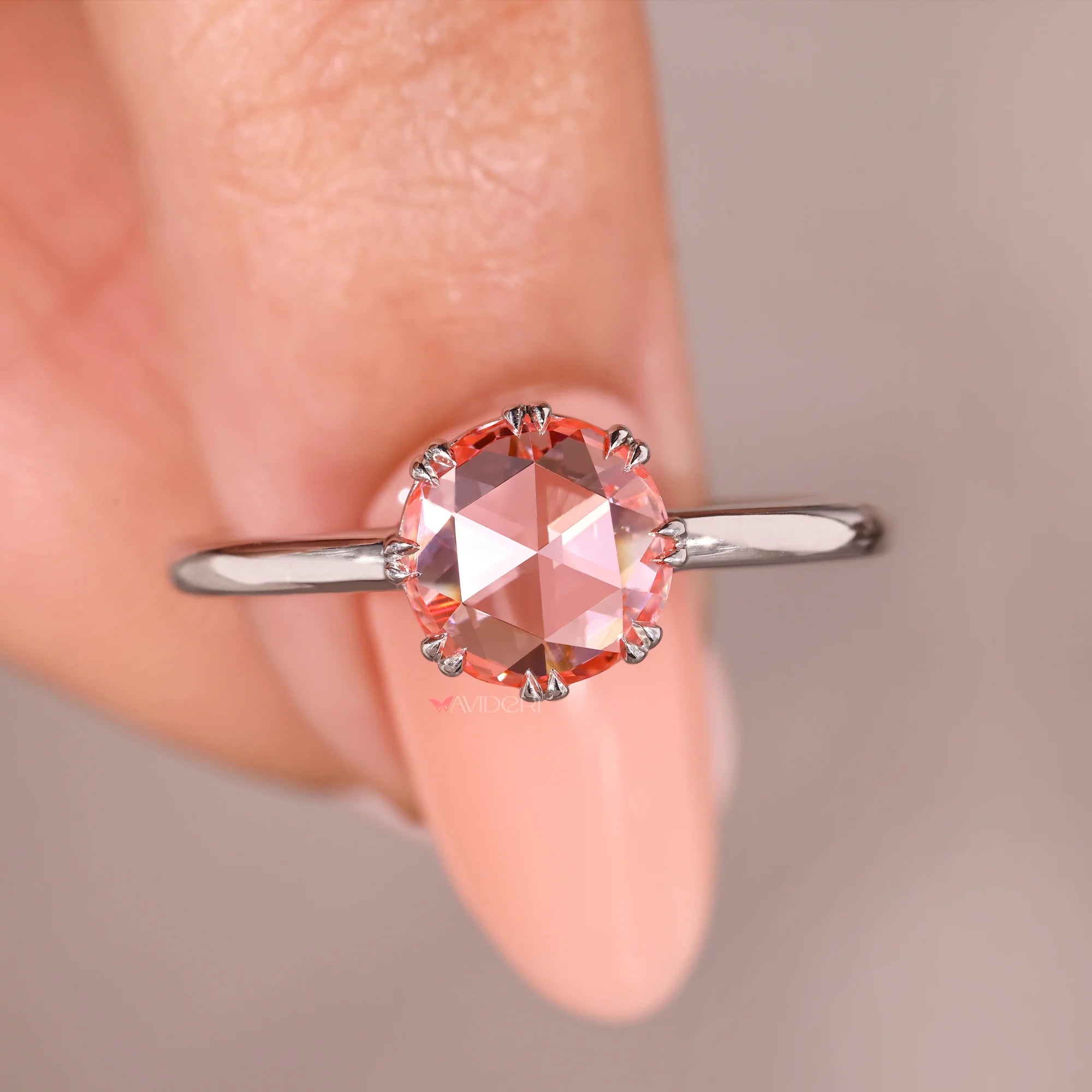 Solitaire Engagement Ring with pink diamond solitaire ring.