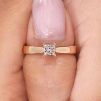 Princess Diamond Solitaire Ring With Tapered Shank