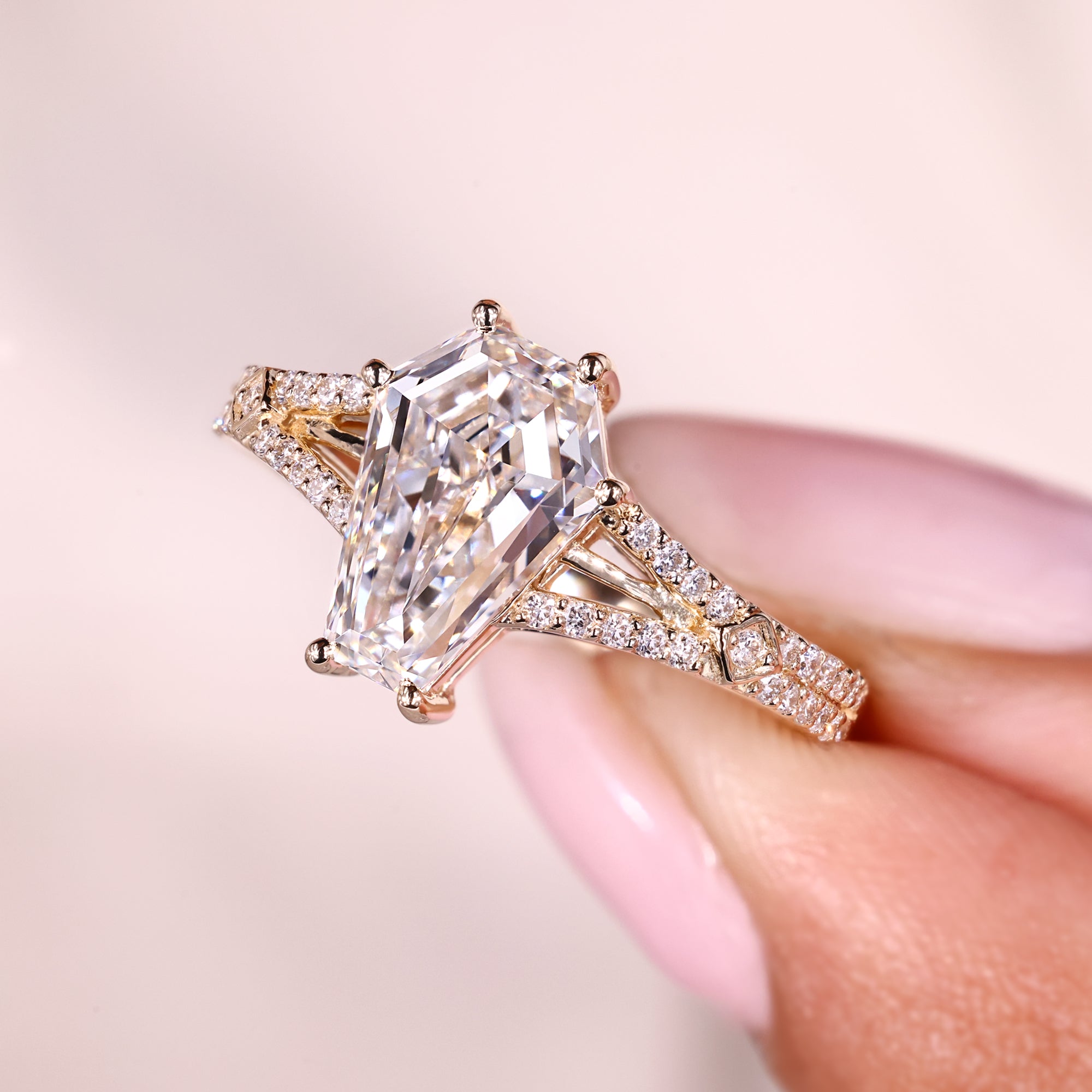 Custom Split Shank Diamond Engagement Ring.